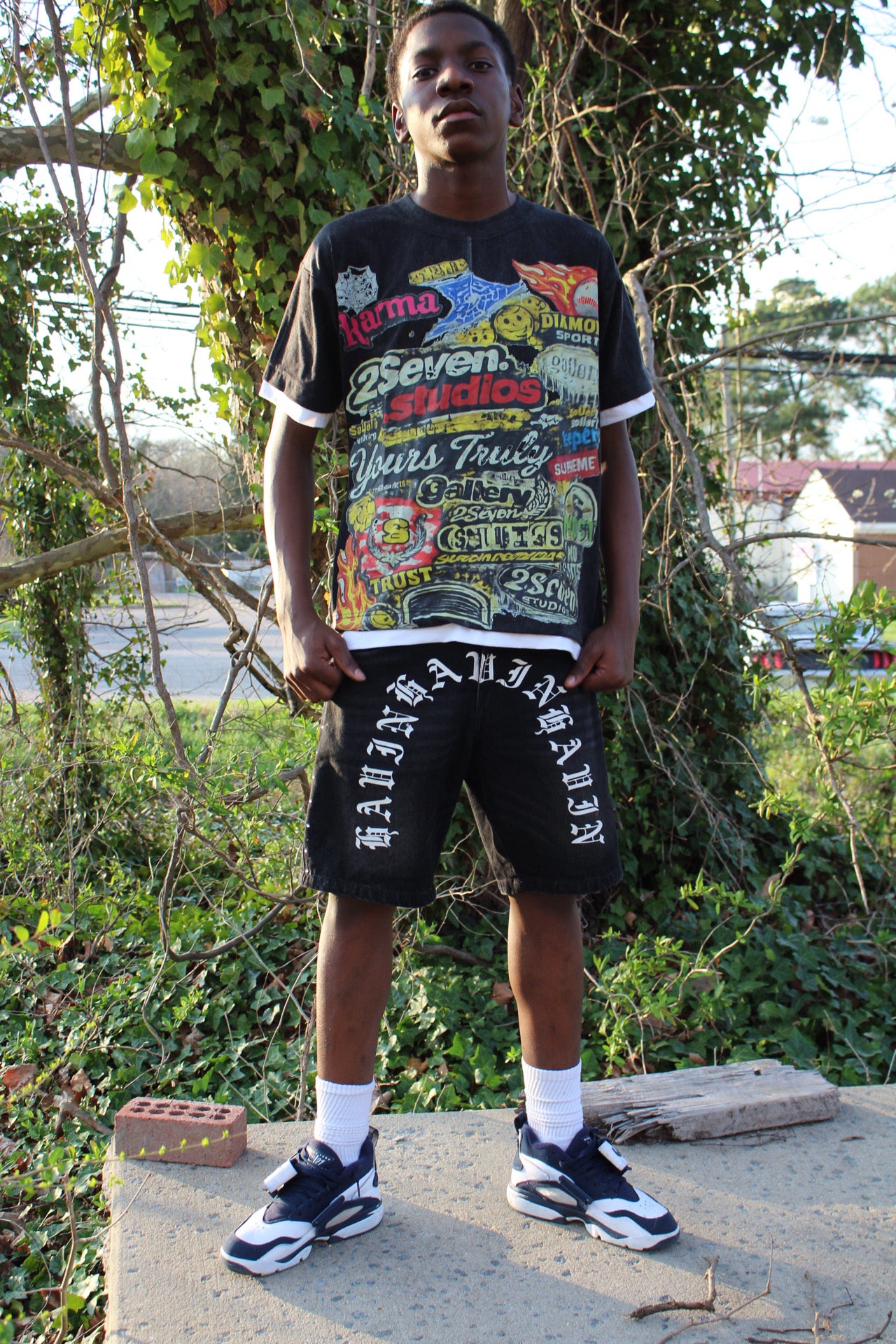 2Seven Mixed Graphic Tee