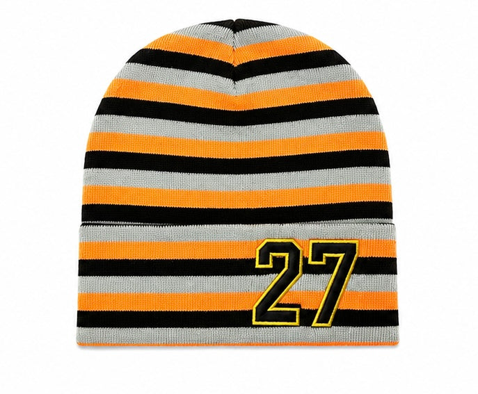 Orange Striped Beanie